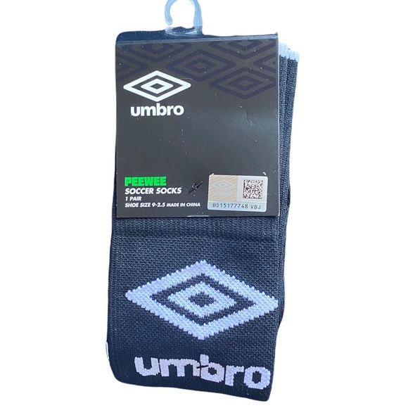 Umbro Peewee Soccer Socks Black with White Shoe Size 9-2.5 - Picture 1 of 2